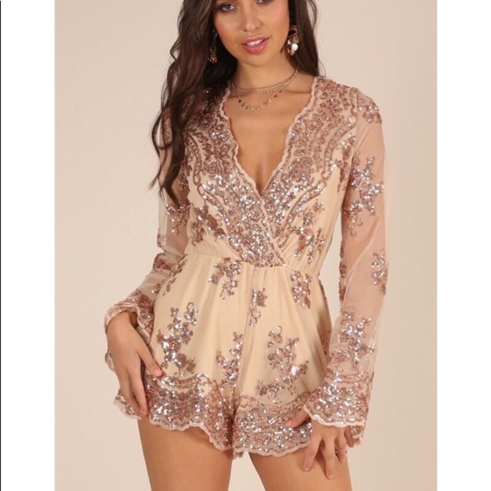 Gold sequin romper
